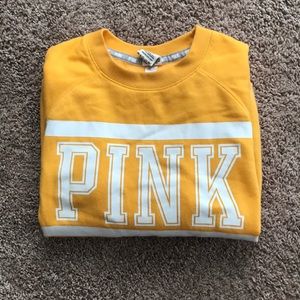 VS PINK Yellow Crewneck Sweatshirt with Pockets